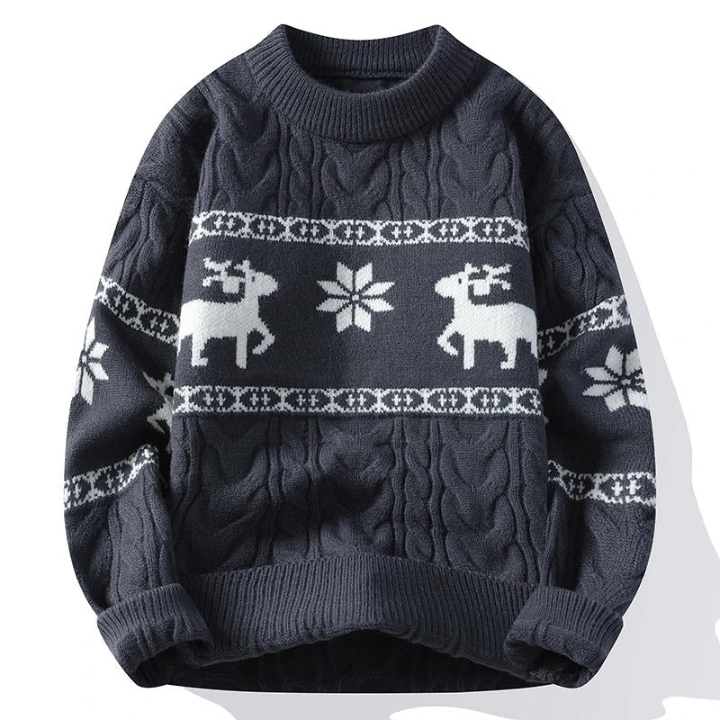 PULL HOMME RENNE GIVRÉ HIVER FESTIF | ROND