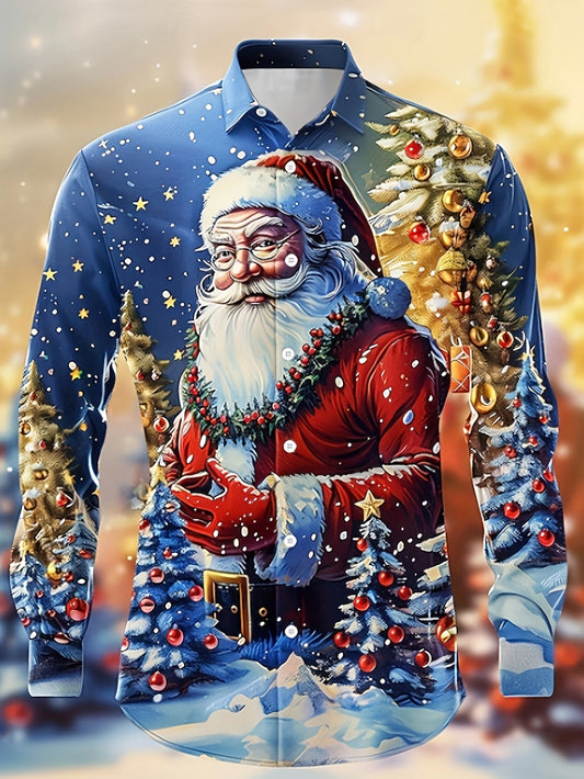 HOMMES CASUAL SANTA CLAUS POLO IMPRIMÉ | MANCHES LONGUES