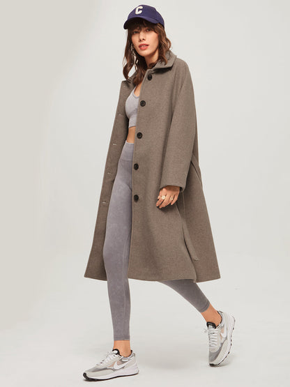 ASHER | MANTEAU LONG BROSSÉ POUR FEMME | CEINTURE