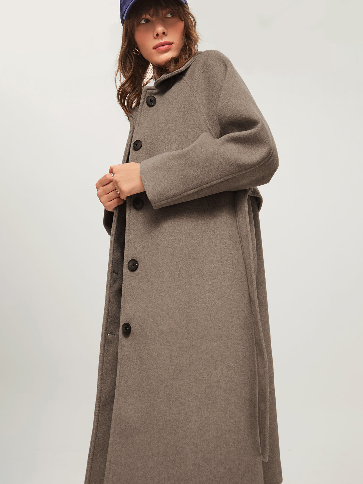 ASHER | MANTEAU LONG BROSSÉ POUR FEMME | CEINTURE