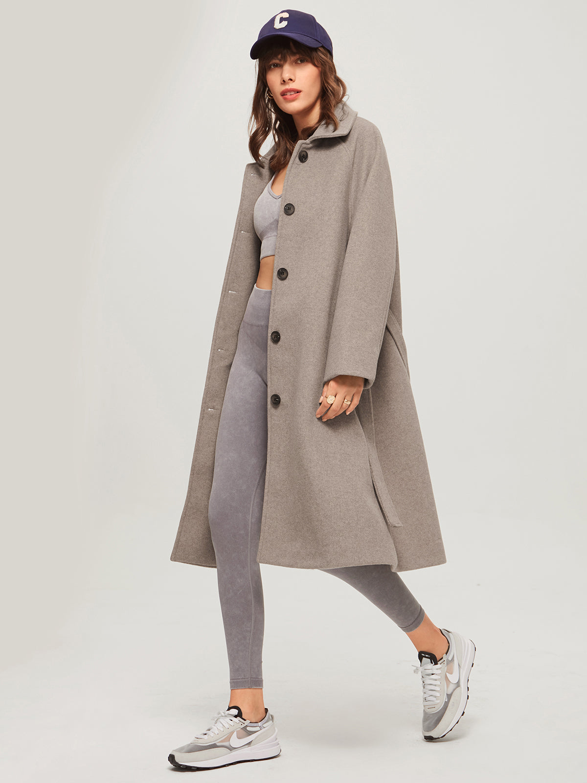 ASHER | MANTEAU LONG BROSSÉ POUR FEMME | CEINTURE