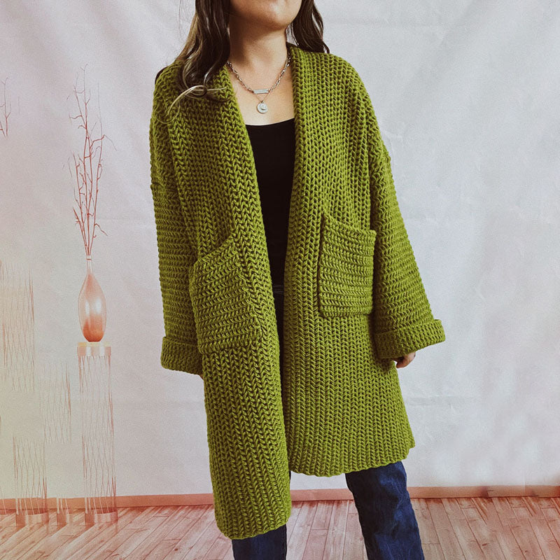 CARDIGAN DÉCONTRACTÉ EN TRICOT DE COULEUR UNIE | CHAUD