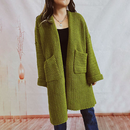 CARDIGAN DÉCONTRACTÉ EN TRICOT DE COULEUR UNIE | CHAUD