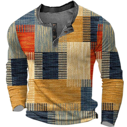 CHEMISE GRAPHIQUE À BLOCS DE COULEURS POUR HOMMES | MANCHES LONGUES