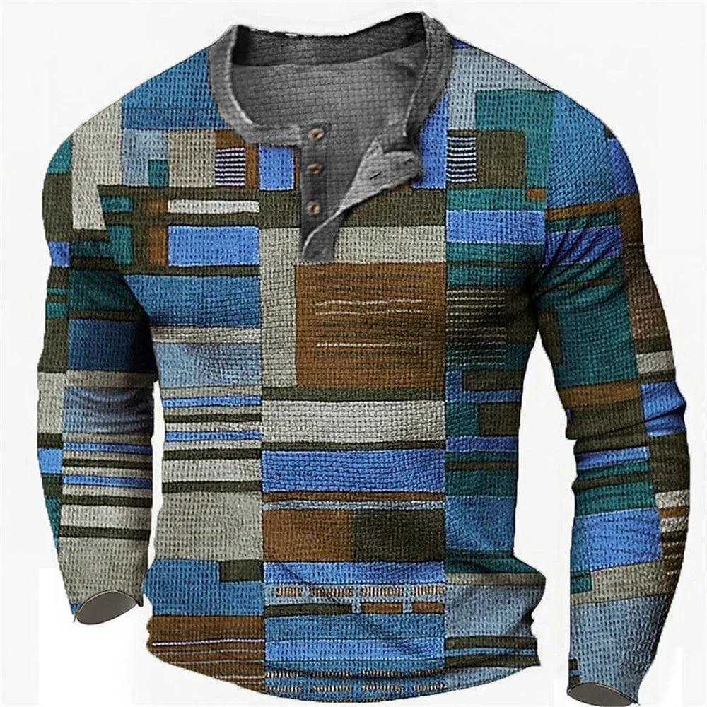 CHEMISE GRAPHIQUE À BLOCS DE COULEURS POUR HOMMES | MANCHES LONGUES