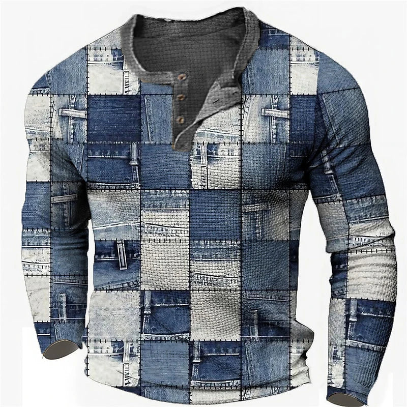 CHEMISE GRAPHIQUE À BLOCS DE COULEURS POUR HOMMES | MANCHES LONGUES