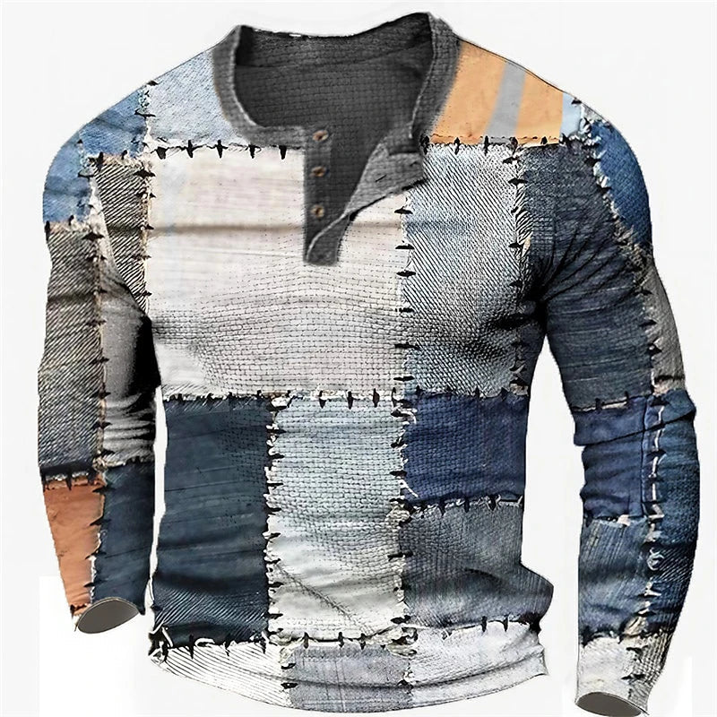 CHEMISE GRAPHIQUE À BLOCS DE COULEURS POUR HOMMES | MANCHES LONGUES