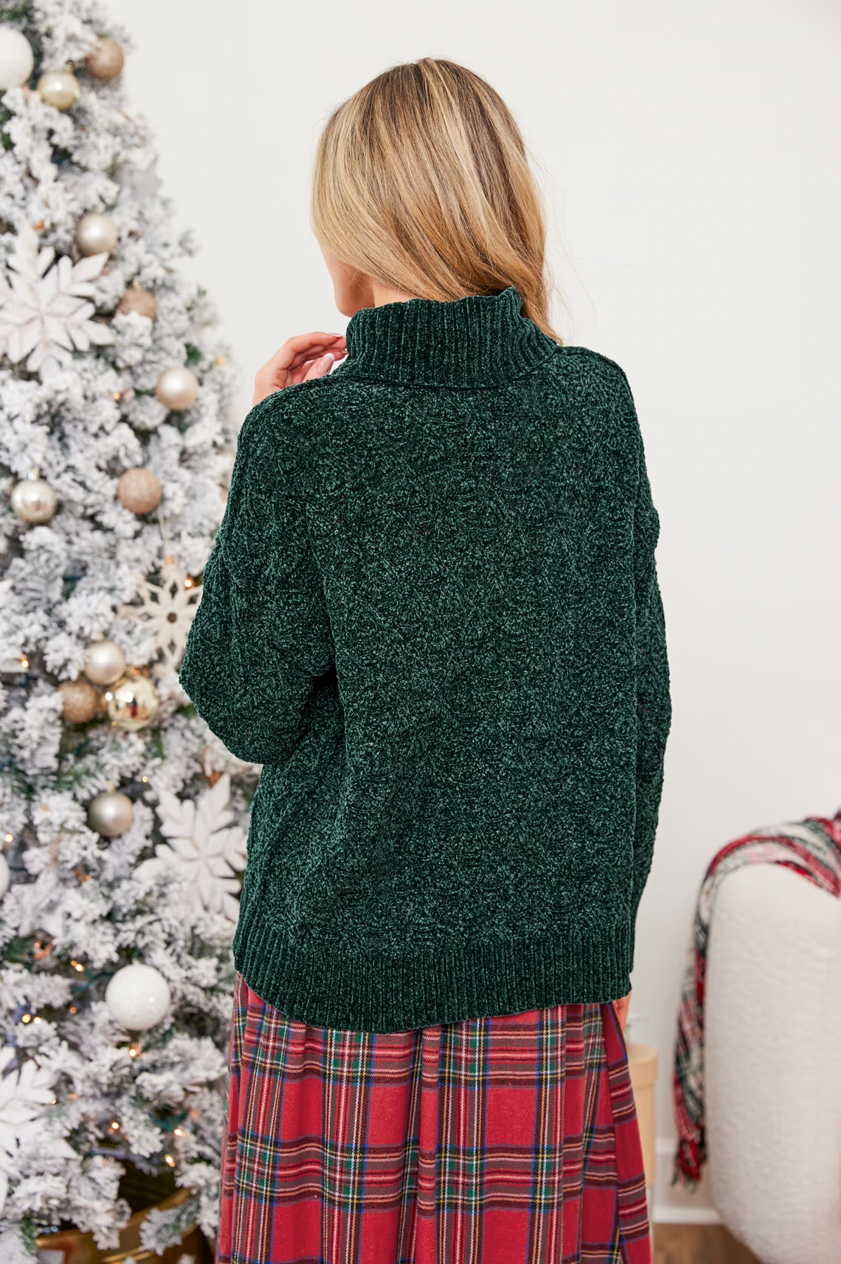 PULL-OVER À COL ROULÉ VERT DE NOËL POUR FEMMES | HIVER