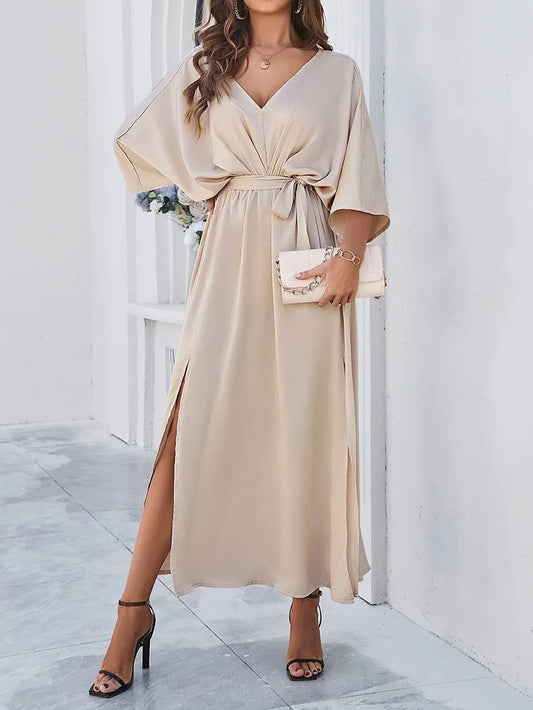 ROBE FEMME COL V AVEC FENTE | LONGUE