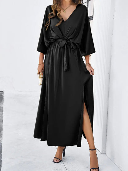 ROBE FEMME COL V AVEC FENTE | LONGUE