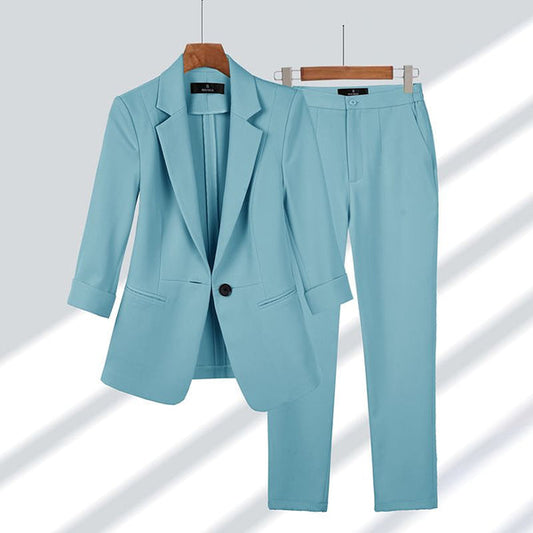 ENSEMBLE BLAZER ET PANTALON DE TRAVAIL DÉCONTRACTÉ POUR DAMES | ÉLÉGANT