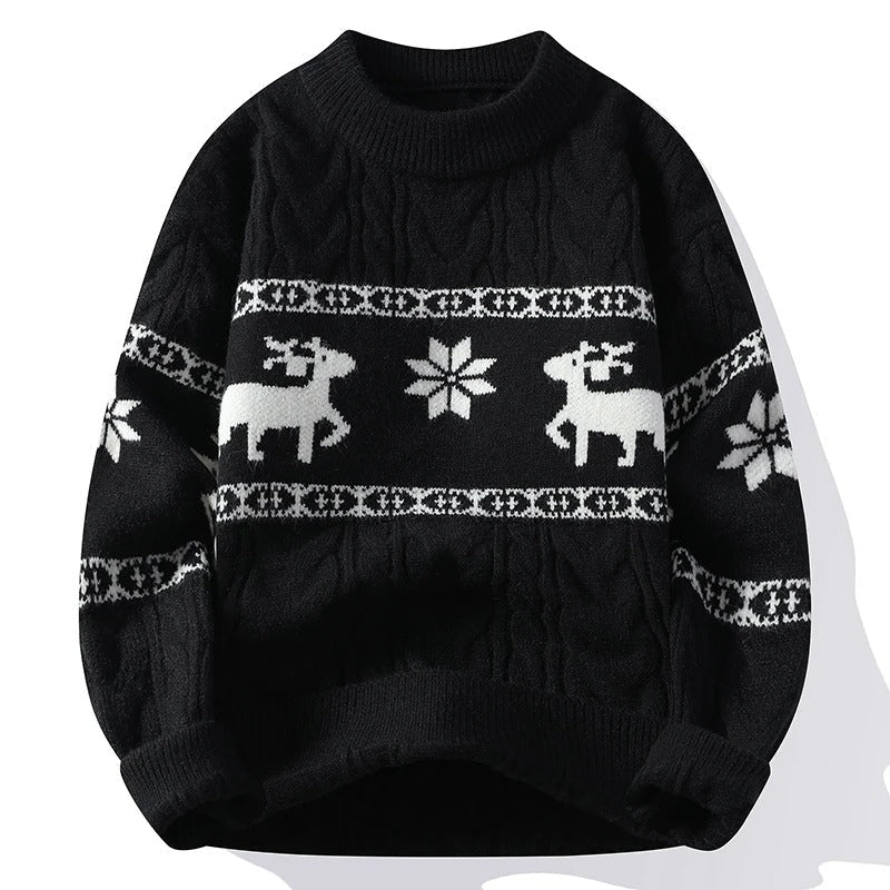 PULL HOMME RENNE GIVRÉ HIVER FESTIF | ROND