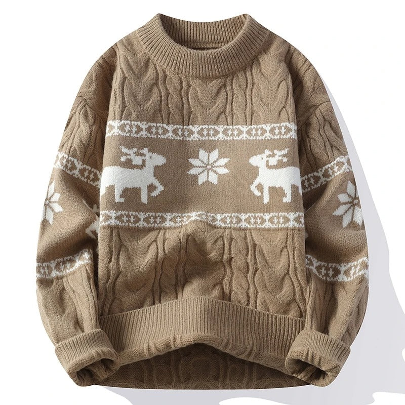 PULL HOMME RENNE GIVRÉ HIVER FESTIF | ROND