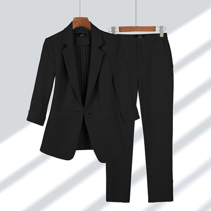 ENSEMBLE BLAZER ET PANTALON DE TRAVAIL DÉCONTRACTÉ POUR DAMES | ÉLÉGANT