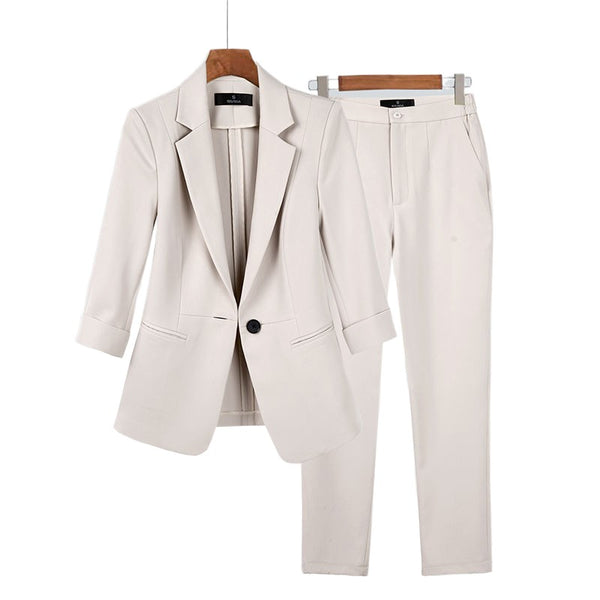 ENSEMBLE BLAZER ET PANTALON DE TRAVAIL DÉCONTRACTÉ POUR DAMES | ÉLÉGANT